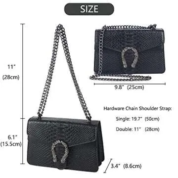 Trendy DEEPMEOW Leather Shoulder Bag - Stylish Snake Print