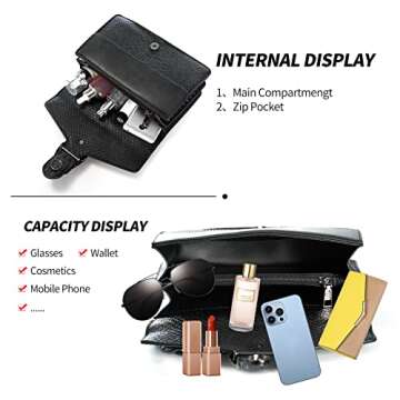 Leather Shoulder Bag Chain Purse for Women - Fashion Crossbody Bags Vintage Snake Print Underarm Bag Square Satchel Clutch Handbag（Black）