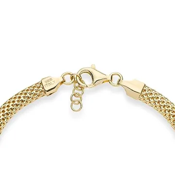 Miabella 18K Gold Over Sterling Silver Mesh Bracelet