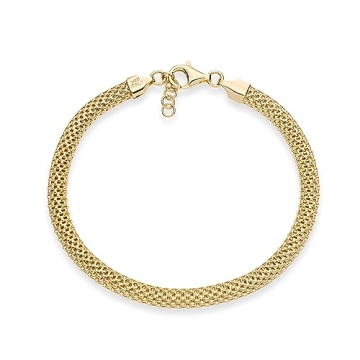 Miabella 18K Gold Over Sterling Silver Mesh Bracelet