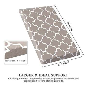 WISELIFE Kitchen Runner Rugs Anti-Fatigue mats,17.3"x 28",Non Slip Waterproof Ergonomic Comfort Mat ...