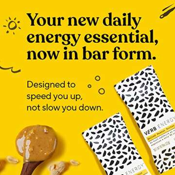 Verb Salted Peanut Butter Caffeinated Energy Bars - 90-Calorie Low Sugar Energy Bar - Delicious Nutr...
