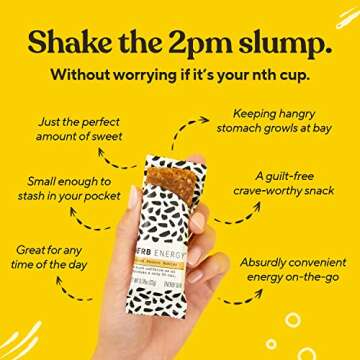 Verb Salted Peanut Butter Caffeinated Energy Bars - 90-Calorie Low Sugar Energy Bar - Delicious Nutrition Bars - Vegan Snacks - Gluten Free Breakfast Bars with Organic Green Tea, 22g (Pack of 12)