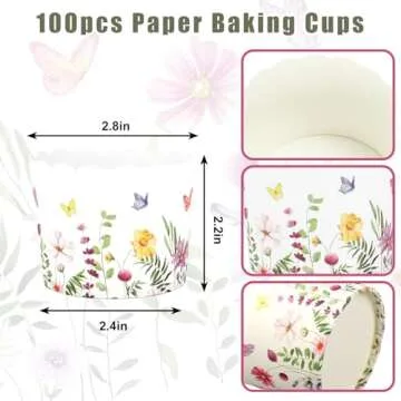 JarThenaAMCS 100Pcs Colorful Wildflower Baking Cups for Events