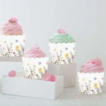 Colorful Spring Wildflower Baking Cups for Cupcakes