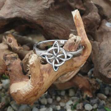 Moonlight Mysteries Sterling Silver Celtic Quaternary Wiccan Witches Knot Ring Size 10
