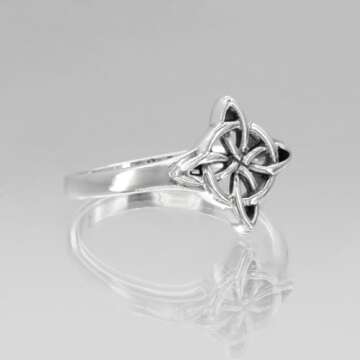 Moonlight Mysteries Sterling Silver Celtic Quaternary Wiccan Witches Knot Ring Size 10