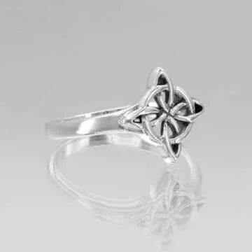 Moonlight Mysteries Sterling Silver Celtic Quaternary Wiccan Witches Knot Ring Size 10