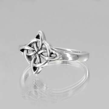 Moonlight Mysteries Sterling Silver Celtic Quaternary Wiccan Witches Knot Ring Size 10