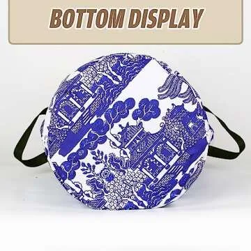 Blue White Porcelain Laundry Basket Chinoiserie Foldable Oxford Cloth Funny Tote Bag Laundry Hamper Clothes Storage Bucket Organizer For Bathroom/Laundry Storage/Bedroom17.7x13.7 Inch