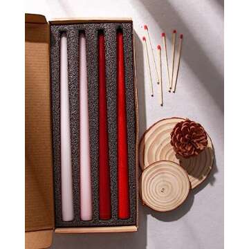 Viyffo 12 Inch Red Taper Candles Set of 4 Unscented Smokeless Long Tall Tapered Candles for Candlest...