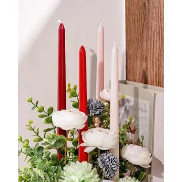 Viyffo 12 Inch Red Taper Candles Set of 4 Unscented Smokeless Long Tall Tapered Candles for Candlesticks Sticks Wedding Home Decor Dinner