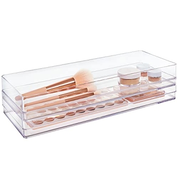 STORi SimpleSort 2-Piece Stackable Clear Drawer Organizer Set | 15" x 6" x 2" Rectangles | Versatile...