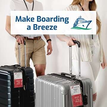 Highwind Clear Plastic Cruise Luggage Tags for Suitcases - Compatible with All Cruise Lines - E-tag Holders with Zip Seal and Steel Loops - Waterproof Cruise Tags (8-Pack, Clear)