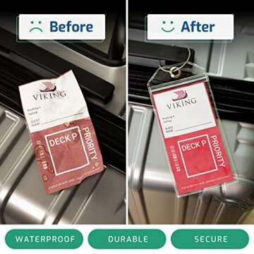 Highwind Clear Plastic Cruise Luggage Tags for Suitcases - Compatible with All Cruise Lines - E-tag Holders with Zip Seal and Steel Loops - Waterproof Cruise Tags (8-Pack, Clear)