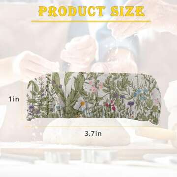 Herbs 5- Pack Cloth Covers for Sourdough Starter Jar, Wild Flowers Cloth Jar Covers Reusable Cloth L...