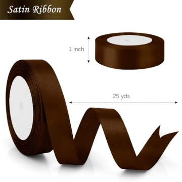 Brown Satin Ribbon 1 Inch 25 Yards Great for Gifts