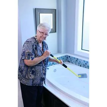 THE SIMPLE SCRUB Tile + Shower Scrubbing Mop Brush | Clean Bathroom, Kitchen, Hard to Reach Places | Ergonomic Handle + Interchangeable, Reusable Heads | Handle + 1 White Cleaning Pad