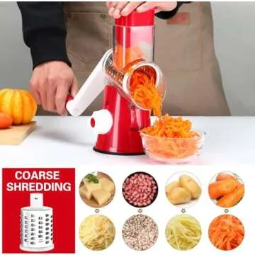 Cambom Rotary Cheese Grater Hand Crank Cheese Shredder for Fresh Cheese, Vegetable, Nuts,Non-slip Su...