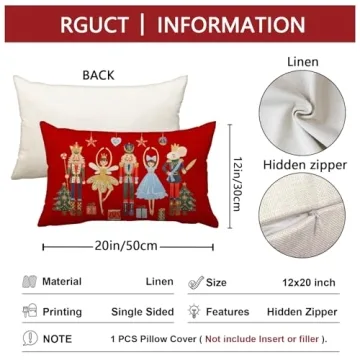 Christmas Pillow Covers 12x20 Inch Red Nutcracker Christmas Decor Winter Holiday Party Cushion Case Decoration for Sofa Couch
