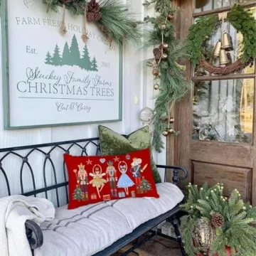 Christmas Pillow Covers 12x20 Inch Red Nutcracker Christmas Decor Winter Holiday Party Cushion Case Decoration for Sofa Couch