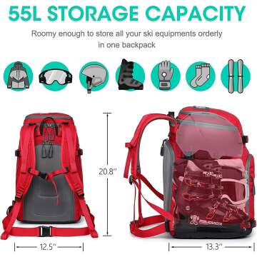 SEMSTY Waterproof Ski Boot Travel Bag 55L