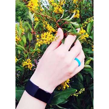 KUSI Silicone Wedding Ring Band for Men Committed to Active Lifestyle, Infinity Bands, Rubber, Comfort Fit, Black, Glow in The Dark and More, Singles and 4 Pack Sets (10, Blue Glow in the Dark)