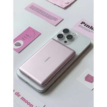 TORRAS MiniMag Power Bank, Ultra Slim 5,000mAh Wireless Portable Charger with USB-C Cable, Fast Char...