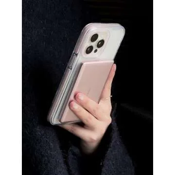 TORRAS MiniMag Power Bank, Ultra Slim 5,000mAh Wireless Portable Charger with USB-C Cable, Fast Charging Magnetic Battery Pack, Magsafe-Compatible for iPhone 16/15/14/13/12, Azalea Pink