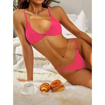 ZAFUL Women's O Ring Bikini Set Cheeky Swimwear Sexy String Swimsuits Two Piece Bathing Suit