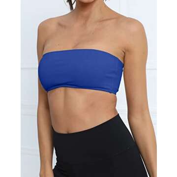 MISSACTIVER Women's Padded Strapless Bandeau Sport Bra Solid Sleeveless Wireless Support Bralette Cr...