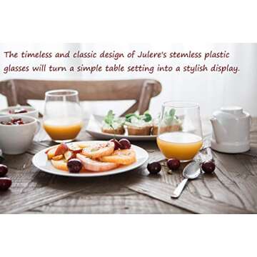 Unbreakable Julere Stemless Plastic Wine Glasses Set