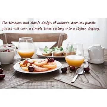 Unbreakable Julere Stemless Plastic Wine Glasses Set