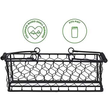 Mason Jar Lifestyle Caddy for 3 Pint Mason Jars in Chicken Wire with Wire Wrapped Handles