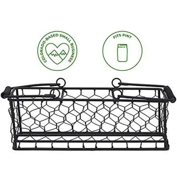 Mason Jar Lifestyle Caddy for 3 Pint Mason Jars in Chicken Wire with Wire Wrapped Handles