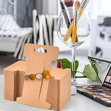 Mototo 200 PCS Hair Clip Bow Display Cards Hair Barrettes Jewelry Display Holder Rectangle Paper Cardboard for Hair Accessories Display and Organizing, 4 x 2-1/2 Inches (Brown)