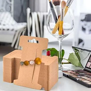 Mototo 200 PCS Hair Clip Bow Display Cards Hair Barrettes Jewelry Display Holder Rectangle Paper Cardboard for Hair Accessories Display and Organizing, 4 x 2-1/2 Inches (Brown)