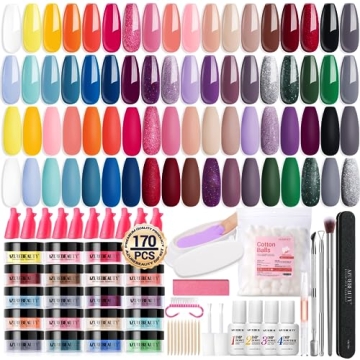 AZUREBEAUTY 170Pcs Dip Powder Nail Kit - 36 Colors for Stylish Nails at Home