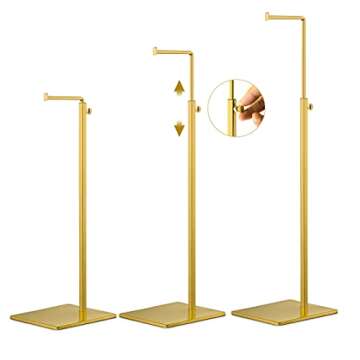 Elitnus Gold Purse Display Stands - 2 Pack Adjustable Height Purse Display Stand - Metal Handbag Display Stand Set - Single L Hanging Hook Bag Stand for Boutique Store