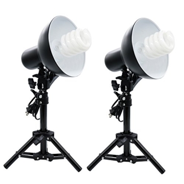 Foto&Tech Table Top Fluorescent Lamp Studio Lighting Kit 110V, 42W CFL Daylight Spiral Bulb 6500K wi...