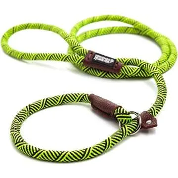 Friends Forever Extremely Durable Dog Rope Leash, Premium Quality Training Slip Lead, Reflective, Thick Heavy Duty, Sturdy, No Pull, Comfortable For The Strong Large Medium Small Pets 6 feet, Green