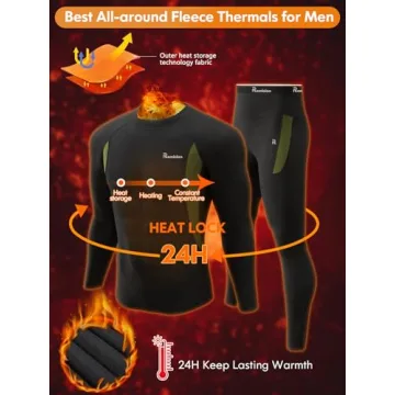 romision Thermal Underwear for Men- Long Johns Base Layer Fleece Lined Top and Bottom Set for Cold Weather A-Black