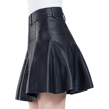 Chouyatou Stylish Faux Leather Mini Skirt for Women