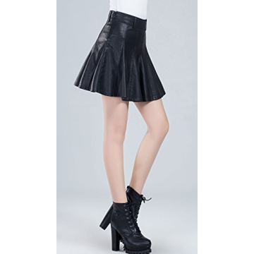 Chouyatou Stylish Faux Leather Mini Skirt for Women