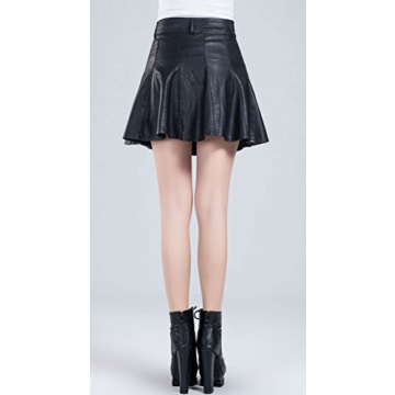 Chouyatou Stylish Faux Leather Mini Skirt for Women
