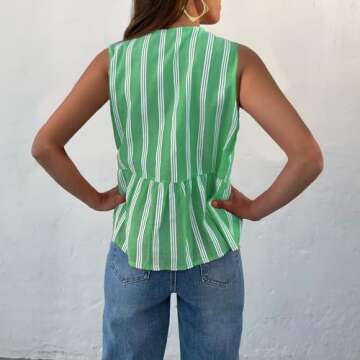 Women Y2k Tie Front Tops Sleeveless Ruffle Hem Bow Tie Babydoll Tank Tops Summer Peplum Top Blouse