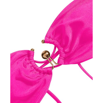 ZAFUL Sparkly O Ring Brazilian Bikini Set in Rose Red