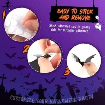 Halloween Decorations Indoor Bat Stickers Decor 60 Pcs Realistic Spooky 3D Bat Wall Stickers for Halloween Party Decoration DIY Halloween Home Decor