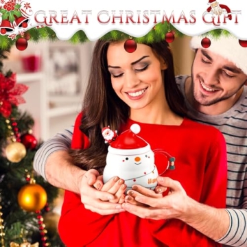 Charming Christmas Mugs Set with Lids and Spoons