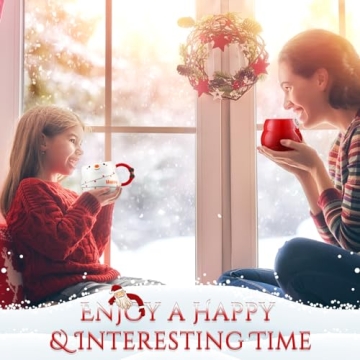 Charming Christmas Mugs Set with Lids and Spoons